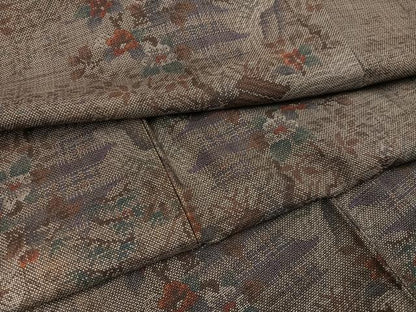 平和屋着物●本場大島紬　カタス9マルキ　風景草花文　正絹　逸品　AABJ3955ph