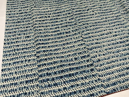 平和屋着物●上質な紬　絞り　藍　横段文　正絹　逸品　AABJ3958ph