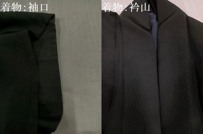平和屋着物●男性　黒紋付・羽織セット　正絹　逸品　AABJ3959ph
