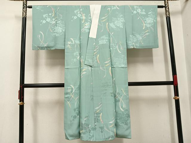 平和屋着物●長襦袢　袷　花地紋　正絹　逸品　AABJ3960ph