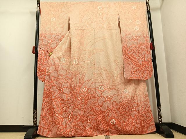平和屋着物●豪華振袖　総絞り　草花文　正絹　逸品　AABJ3961ph