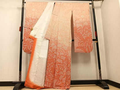 平和屋着物●豪華振袖　総絞り　草花文　正絹　逸品　AABJ3961ph