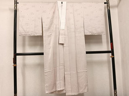 平和屋着物●長襦袢　無双仕立て　吉祥地紋　練色　鈴乃屋扱い　正絹　逸品　AABJ3962ph