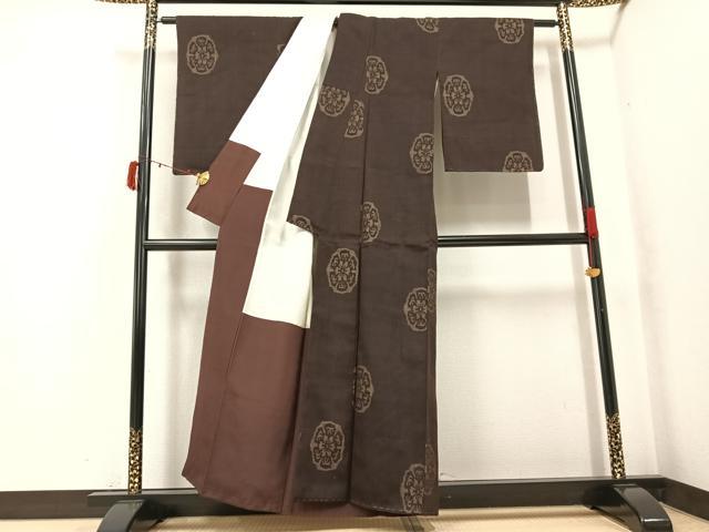 平和屋着物●上質な紬　舞花文　正絹　逸品　AABJ3966ph