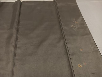 平和屋着物●訪問着　作家物　紬地　草花文　金彩　銀座おゝぎ屋扱い　正絹　逸品　AABJ3969ph