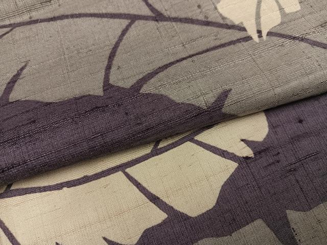平和屋着物●上質な小紋　生紬　葉尽くし　正絹　逸品　AABJ3971ph