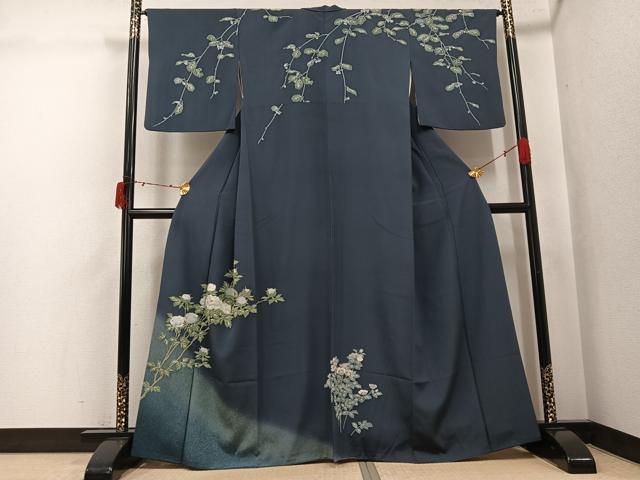 平和屋着物●訪問着　中国三大刺繍　相良刺繍　枝花文　正絹　逸品　AABJ3972ph