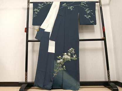 平和屋着物●訪問着　中国三大刺繍　相良刺繍　枝花文　正絹　逸品　AABJ3972ph