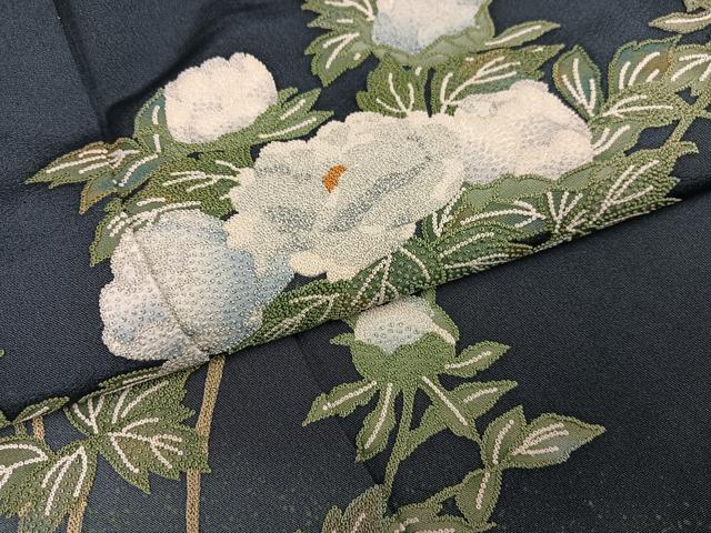 平和屋着物●訪問着　中国三大刺繍　相良刺繍　枝花文　正絹　逸品　AABJ3972ph