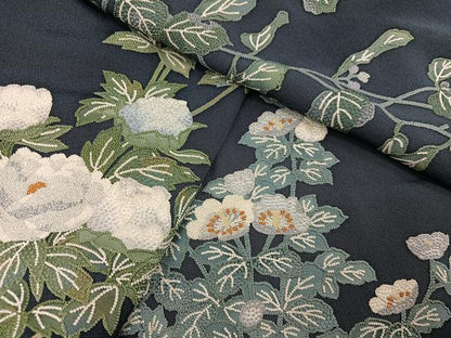 平和屋着物●訪問着　中国三大刺繍　相良刺繍　枝花文　正絹　逸品　AABJ3972ph