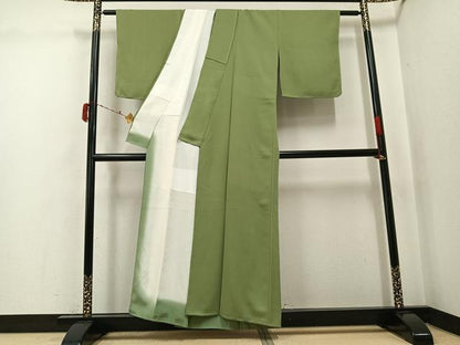 平和屋着物●上質な色無地　柳茶色　正絹　逸品　未使用　AABJ3976ph