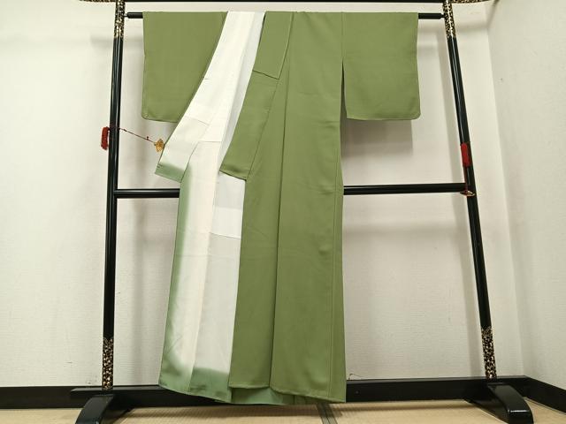 平和屋着物●上質な色無地　柳茶色　正絹　逸品　未使用　AABJ3976ph