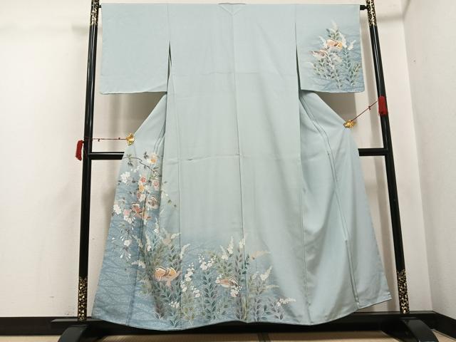 平和屋着物●訪問着　友禅　鴛鴦草花文　暈し染め　正絹　逸品　AABJ3978ph