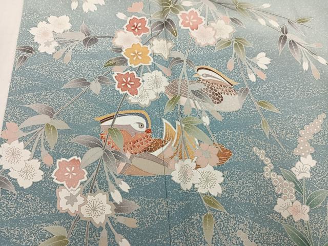 平和屋着物●訪問着　友禅　鴛鴦草花文　暈し染め　正絹　逸品　AABJ3978ph