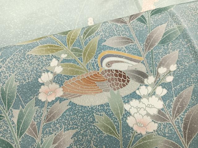 平和屋着物●訪問着　友禅　鴛鴦草花文　暈し染め　正絹　逸品　AABJ3978ph