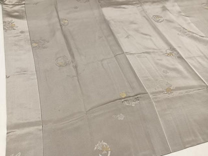平和屋着物●長襦袢　無双仕立て　寿光織　草花地紋　金糸　正絹　逸品　未使用　AABJ3982ph