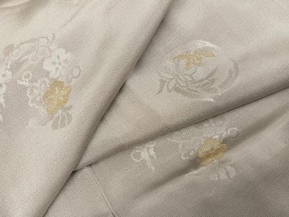 平和屋着物●長襦袢　無双仕立て　寿光織　草花地紋　金糸　正絹　逸品　未使用　AABJ3982ph