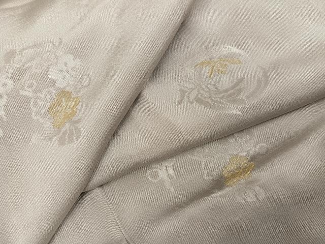 平和屋着物●長襦袢　無双仕立て　寿光織　草花地紋　金糸　正絹　逸品　未使用　AABJ3982ph