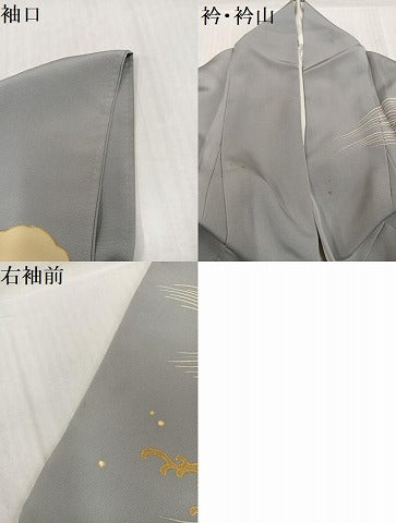 平和屋着物●訪問着　駒刺繍　浜松草花文　金彩　正絹　逸品　AABJ3983ph