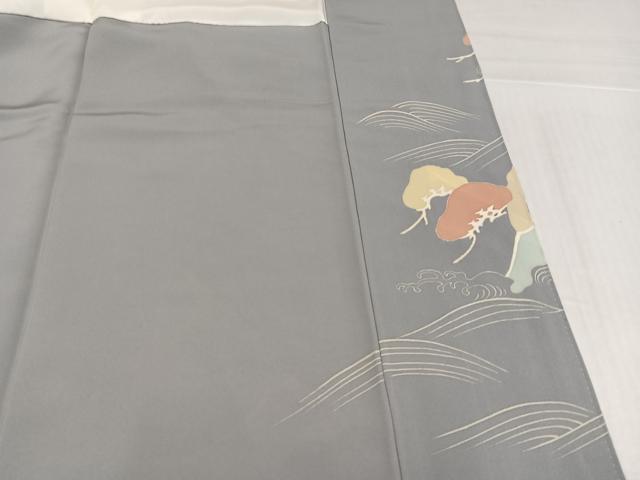 平和屋着物●訪問着　駒刺繍　浜松草花文　金彩　正絹　逸品　AABJ3983ph