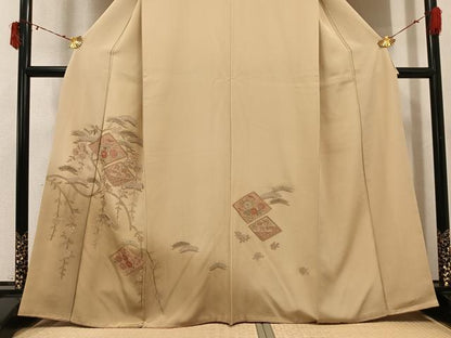 平和屋着物●訪問着　総刺繍　中国三大刺繍　汕頭刺繍　スワトウ刺繍　草花文　暈し染め　正絹　逸品　AABJ3984ph