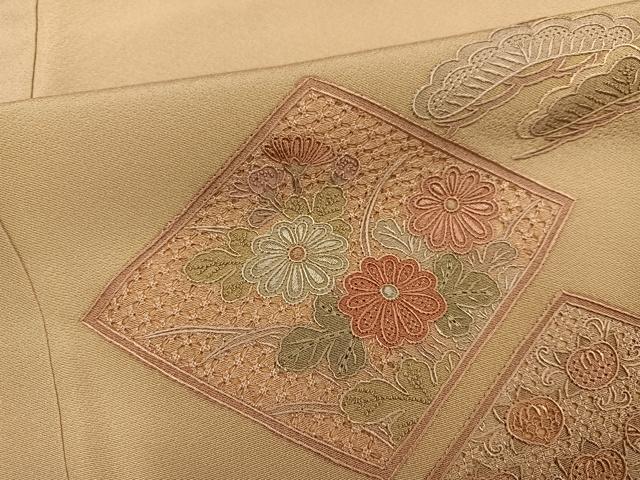 平和屋着物●訪問着　総刺繍　中国三大刺繍　汕頭刺繍　スワトウ刺繍　草花文　暈し染め　正絹　逸品　AABJ3984ph