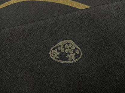 平和屋着物●上質な小紋　貝合わせ花文　黒地　正絹　逸品　未使用　AABJ3986ph