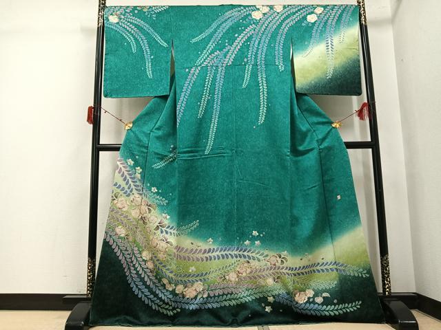 平和屋着物●訪問着　作家物　辻が花　絞り　銀通し地　正絹　逸品　未使用　AABJ3987ph