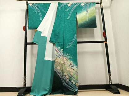 平和屋着物●訪問着　作家物　辻が花　絞り　銀通し地　正絹　逸品　未使用　AABJ3987ph