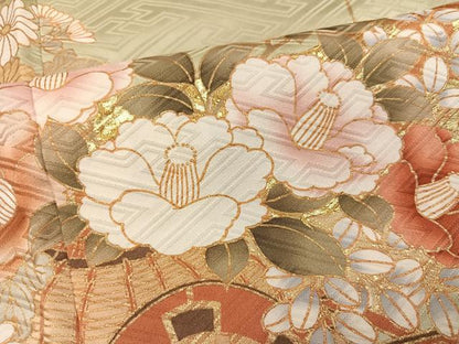 平和屋着物●豪華振袖　駒刺繍　花車文　金彩　正絹　逸品　AABJ3988ph