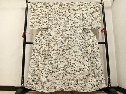 平和屋着物●上質な小紋　ろうけつ染　草木文　正絹　逸品　AABJ3989ph