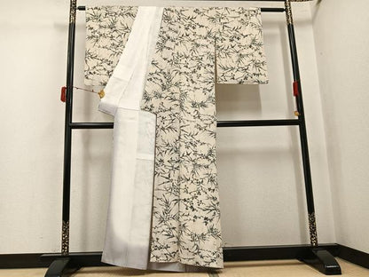 平和屋着物●上質な小紋　ろうけつ染　草木文　正絹　逸品　AABJ3989ph