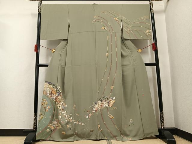 平和屋着物●訪問着　作家物　源氏模様　金彩　正絹　逸品　AABJ3992ph