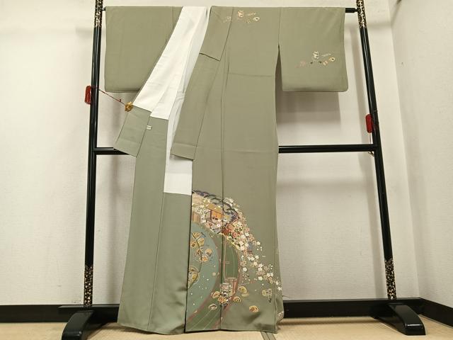 平和屋着物●訪問着　作家物　源氏模様　金彩　正絹　逸品　AABJ3992ph