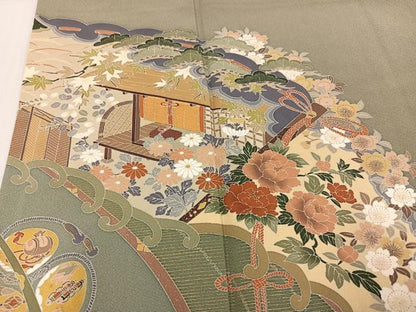 平和屋着物●訪問着　作家物　源氏模様　金彩　正絹　逸品　AABJ3992ph