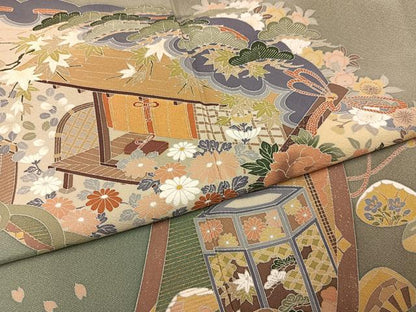 平和屋着物●訪問着　作家物　源氏模様　金彩　正絹　逸品　AABJ3992ph