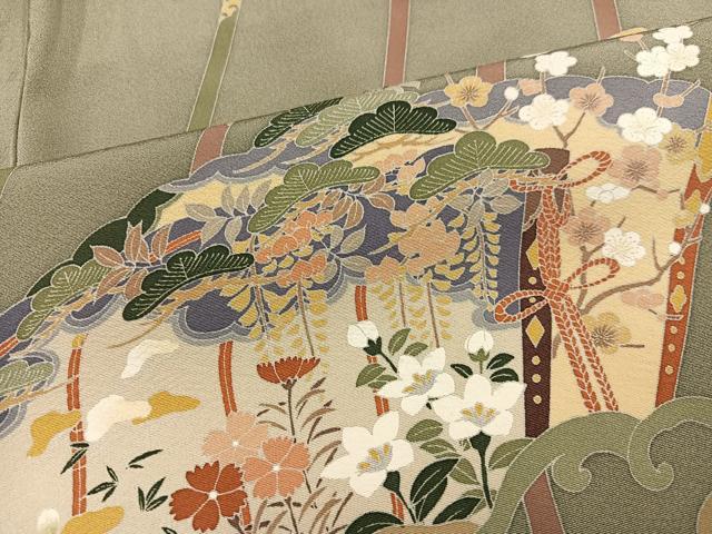平和屋着物●訪問着　作家物　源氏模様　金彩　正絹　逸品　AABJ3992ph