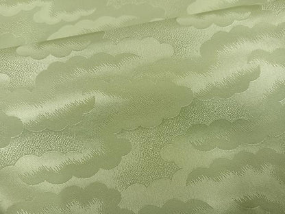 平和屋着物●上質な色無地　雲重ね地紋　若菜色　正絹　逸品　AABJ3995ph