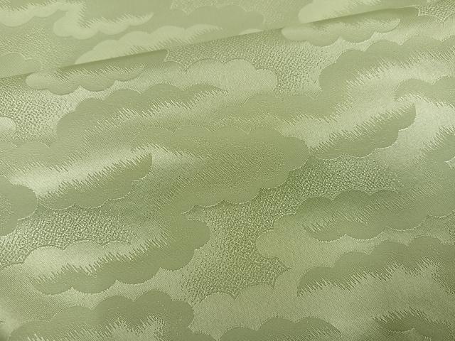 平和屋着物●上質な色無地　雲重ね地紋　若菜色　正絹　逸品　AABJ3995ph