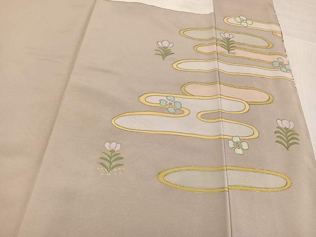 平和屋着物●京友禅作家　米沢新之助　色留袖　駒刺繍　エ霞花鳥菱文　花喰い鳥　金彩　正絹　逸品　未使用　AABJ3996ph