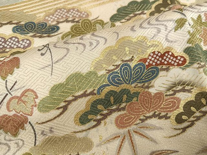 平和屋着物●訪問着　駒刺繍　松竹梅文　金彩　正絹　逸品　AABJ3997ph