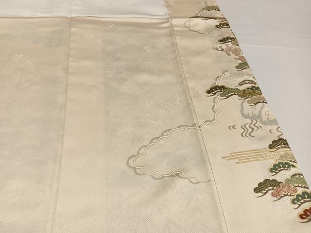平和屋着物●訪問着　駒刺繍　松竹梅文　金彩　正絹　逸品　AABJ3997ph