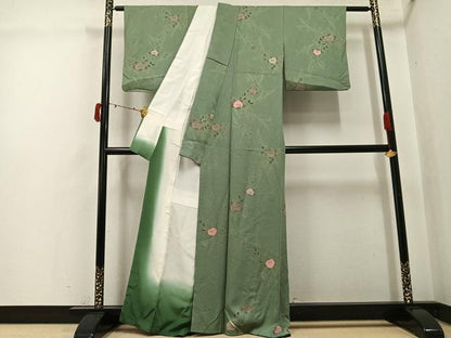 平和屋着物●上質な小紋　地紋起こし　橘　正絹　逸品　AABJ3999ph