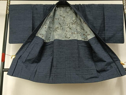 平和屋着物●男性　結城紬　アンサンブル　杢　霞文　キングサイズ　正絹　逸品　AABJ4001fy