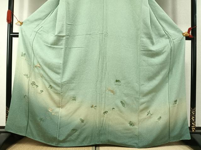 平和屋着物●訪問着　駒刺繍　松竹梅　亀　飛鳥文　暈し染め　金糸　金彩　正絹　逸品　AABJ4002fy