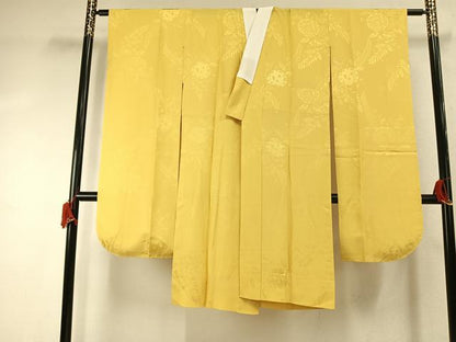 平和屋着物●振袖用長襦袢　無双仕立て　辻が花地紋　支子色　正絹　逸品　AABJ4003fy