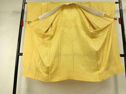 平和屋着物●振袖用長襦袢　無双仕立て　辻が花地紋　支子色　正絹　逸品　AABJ4003fy
