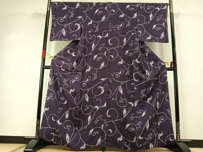 平和屋着物●上質な小紋　花唐草文　まるやま扱い　正絹　逸品　AABJ4005fy