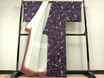 平和屋着物●上質な小紋　花唐草文　まるやま扱い　正絹　逸品　AABJ4005fy