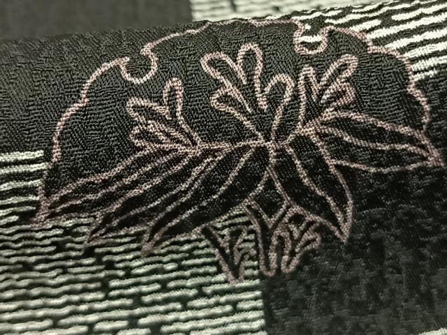 平和屋着物●染色作家　草野一騎　小紋　市松笹文　黒地　健勝苑扱い　正絹　逸品　AABJ4006fy